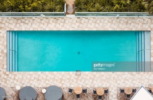Aerial view of empty swimming pool